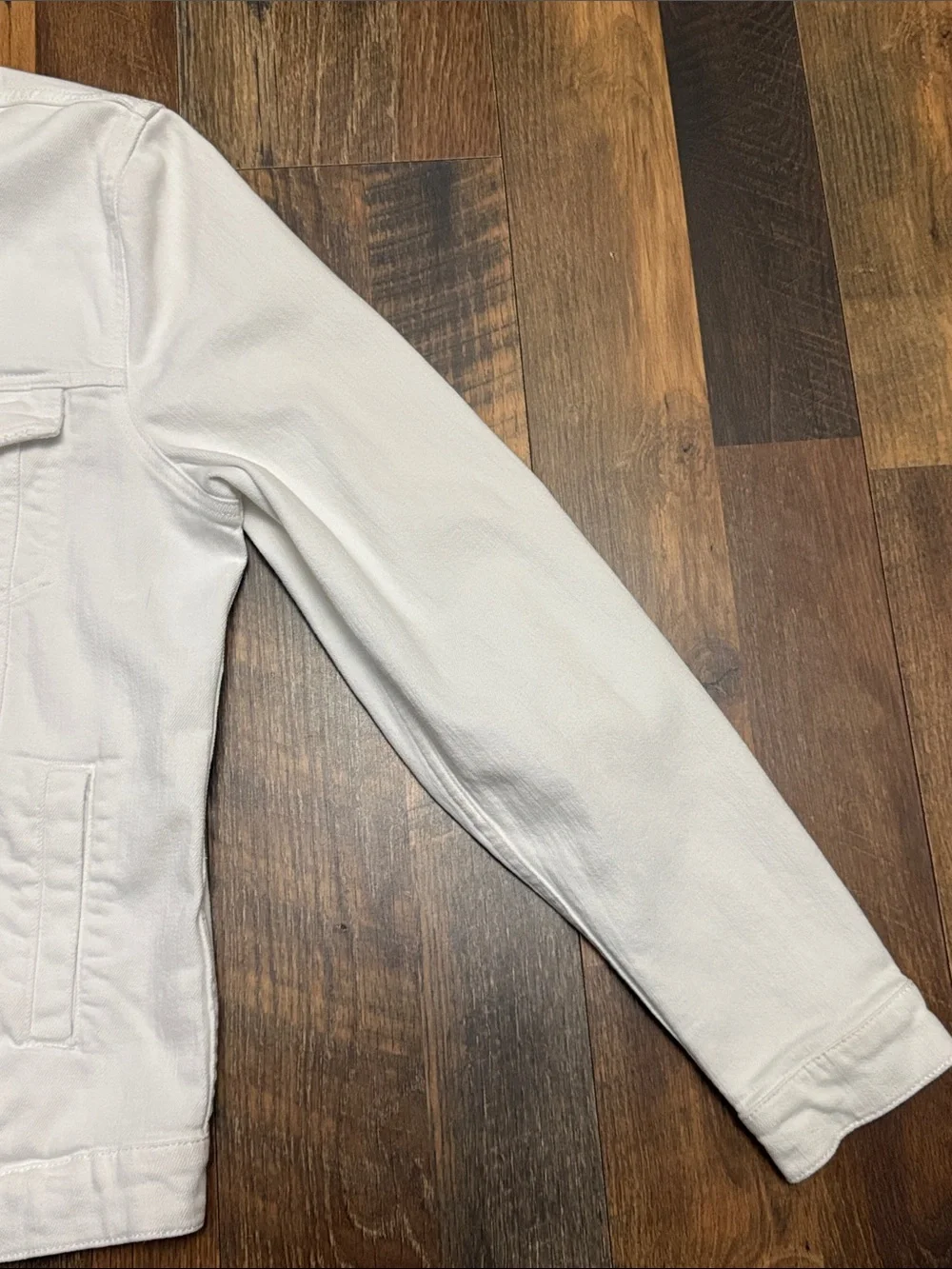 7 For All Mankind White Denim Trucker Jacket Medium Classic Button Front